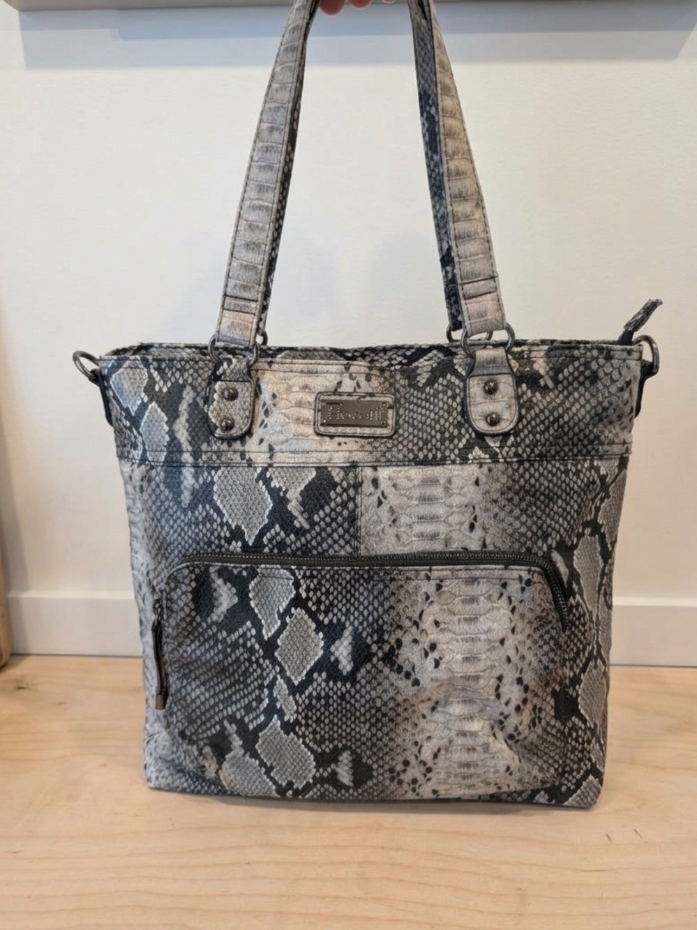 Fiorelli Grey Snakeskin Python Print Tote Bag / Shoulder Purse
